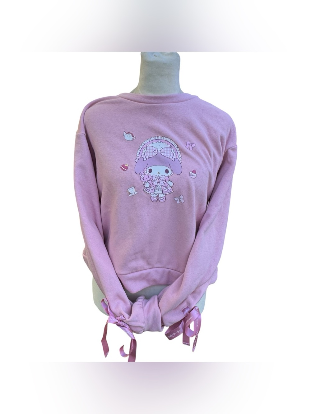 M Petite Sanrio My Melody Light Pink Long Sleeve Soft Cozy Bow Lolita Sweater L